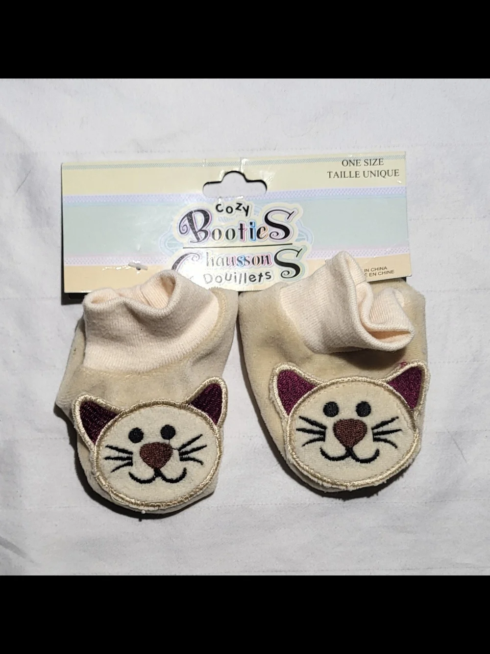 Baby Walker Socks with Kitty Face - Cream